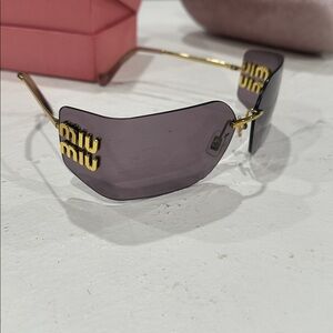 Miu Miu Gold and Brown Sunglasses